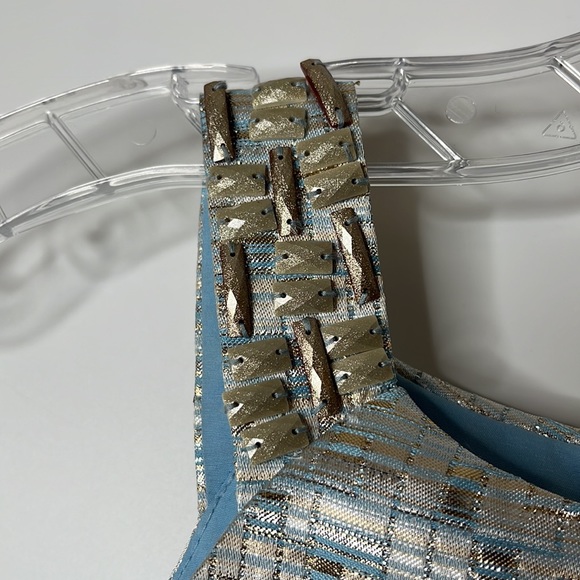 Aiden Mattox Womens Sheath Dress blue Adornments Sleeveless silver Size 2 - Picture 2 of 9